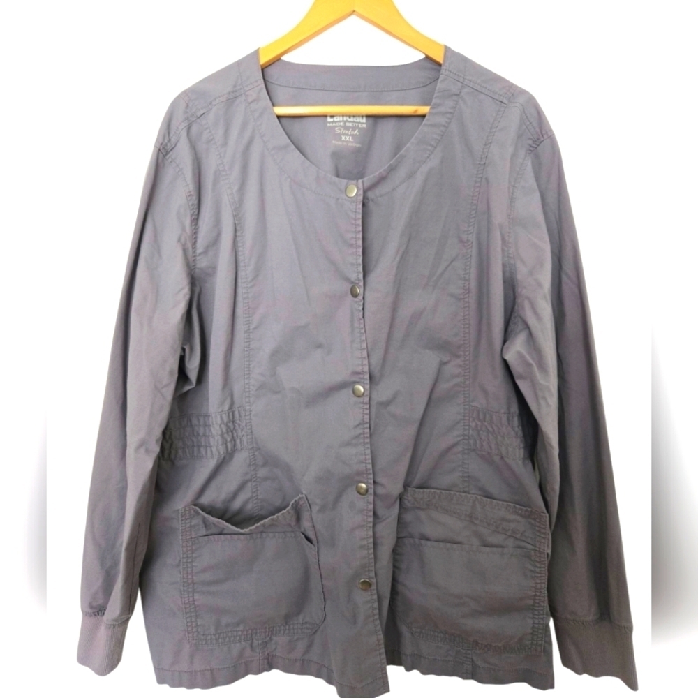 Landau Gray Utility Scrub Jacket with Round Neck Size XXL - Picture 1 of 3